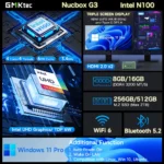 GMKtec G3 Mini PC Intel Alder Lake N100 Windows 11 Pro Mini PC 8/16GB DDR4 256/512GB PCIe M.2 SSD WiFi 6 BT5.2 Desktop Computer 2