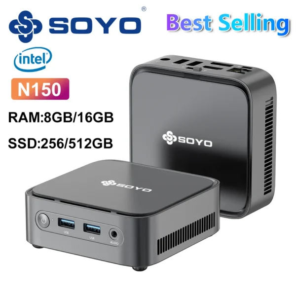 SOYO M4PLUS2 Mini PC: 8/16GB RAM, 256/512GB SSD, Intel Twin Lake N150, Windows 11 Pro - Compact for home, business, and gaming.