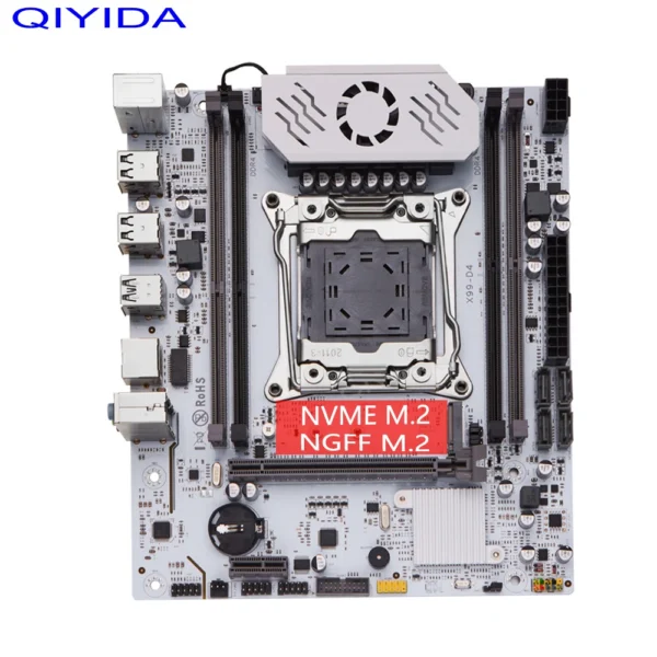 QIYIDA X99 motherboard D4 TPM2.0 LGA 2011 3 with M.2 slot, supporting X99 C612 chip, DDR4 Memory, SATA3.0, USB3.0, PCI16X.