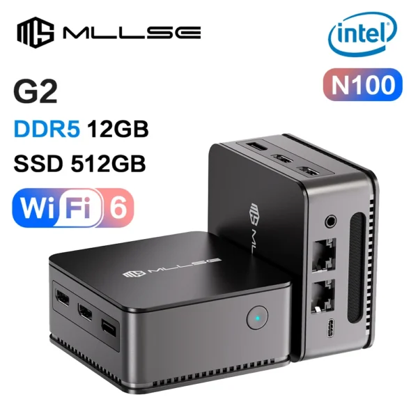MLLSE G2 Mini PC Windows 11 Pro Alder Lake N100 Intel 12th, 12GB RAM, 512GB SSD, WiFi 6, BT5.2 Desktop Computer.